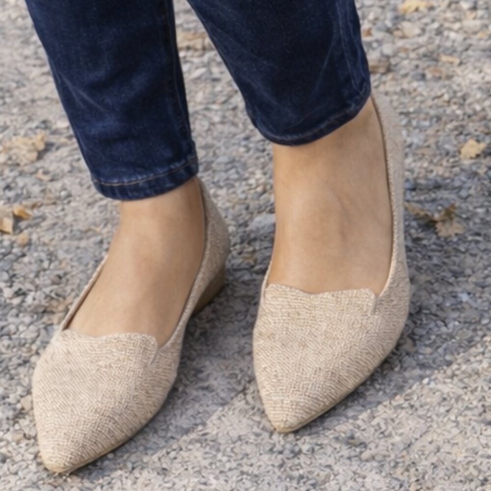 Unbranded Woven Pointed Toe Flats Beige Natural Slip On Ballet Shoes EU 42 NWT